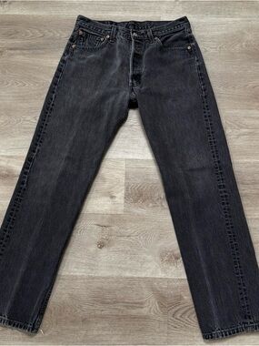 Vintage 90s Levis 501 USA MADE Black Fade Denim Jeans 501-0660 ACTUAL Size 32x31